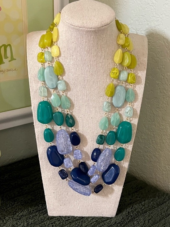 Dillards Jewelry - Multi-Strand Beaded Necklace in Yellow, Teal & Blue #DILL1